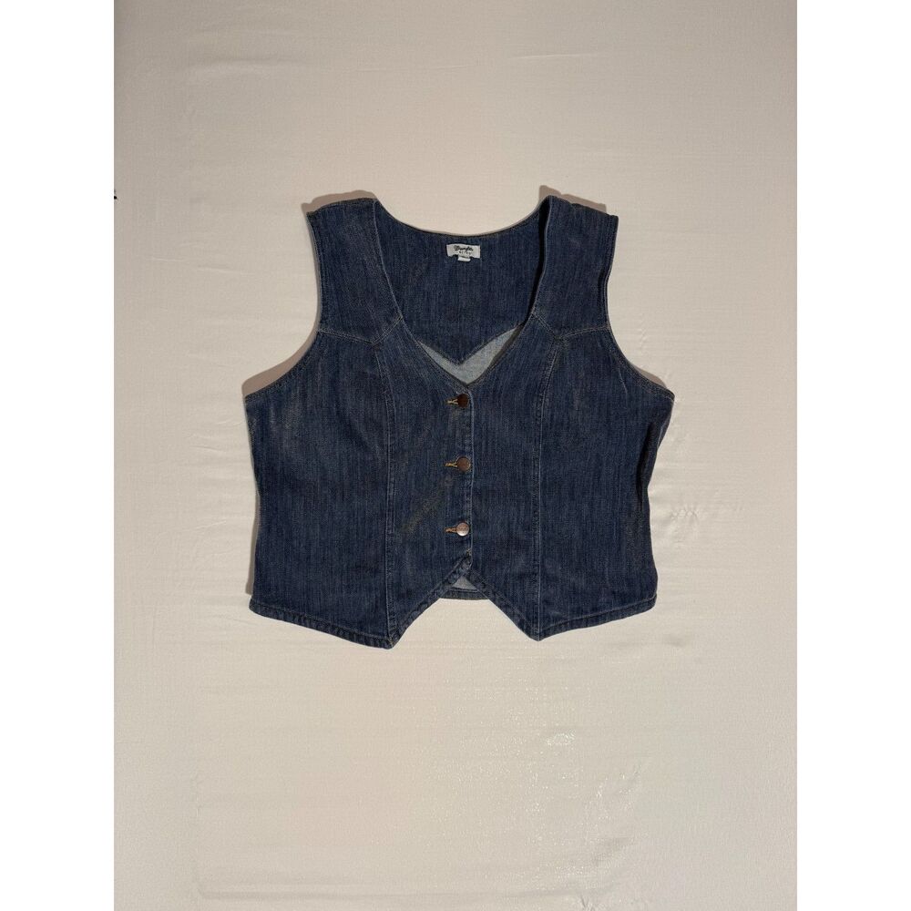 Wrangler Retro Medium Wash Chenille Denim Vest | Size X-Large